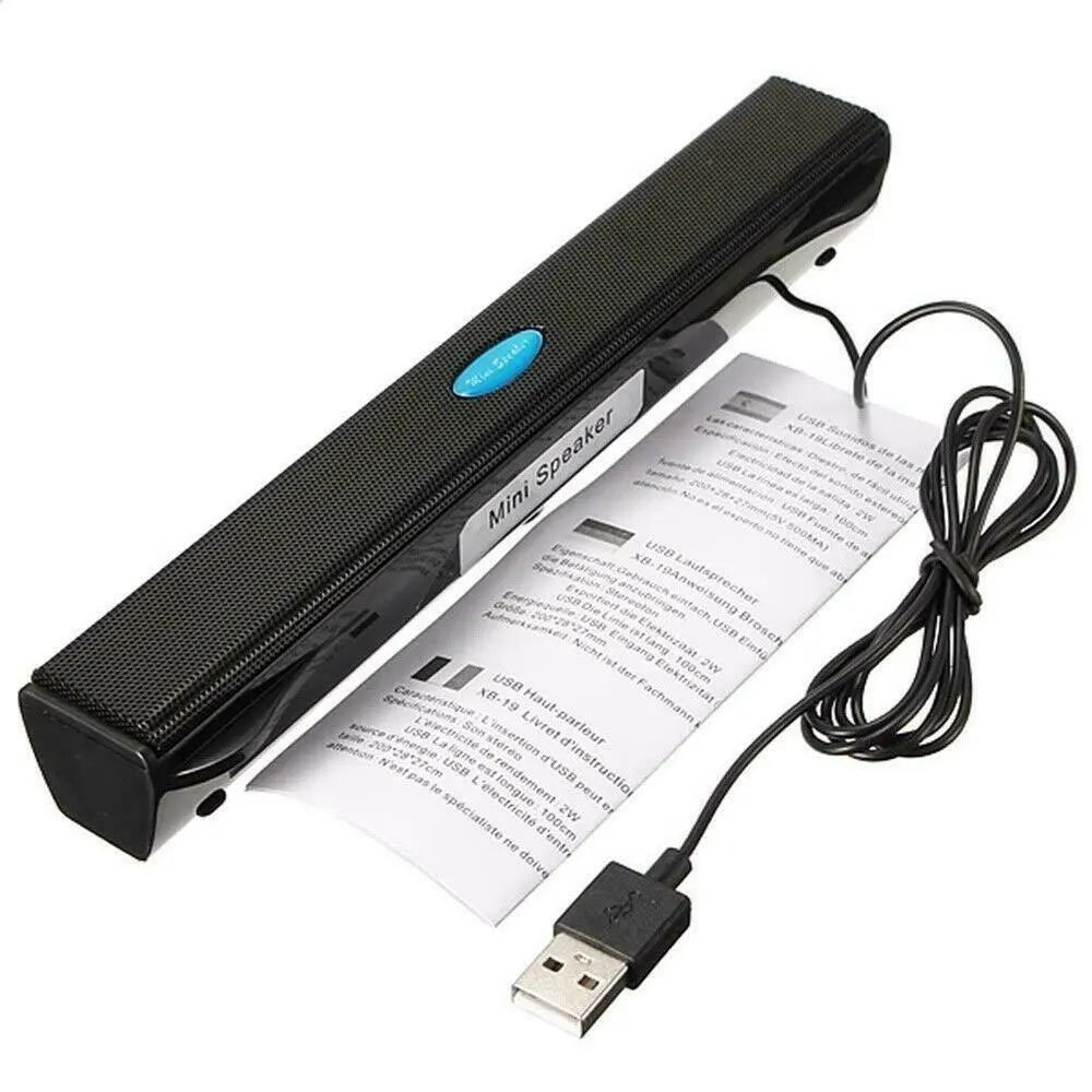 Mini 3D Surround Soundbar USB Wired Speaker Multimedia Desktop Long Speaker for Phone PC Laptop Cinema TV